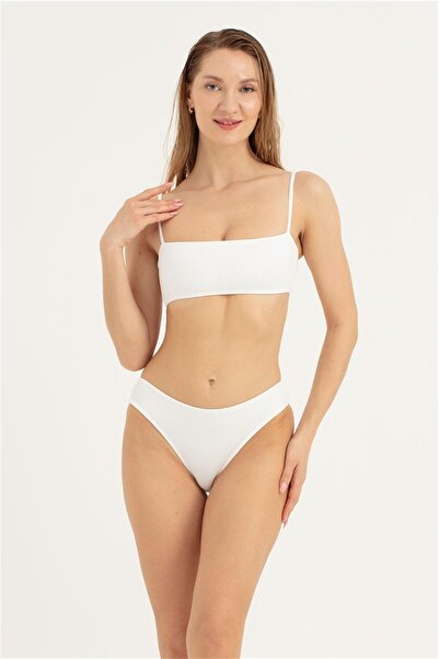 OBJE Women's Ecru String Strap Bikini Set