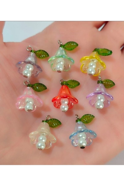 Mutlu Bujiteri Hobi Aksesuar Akrilik 3 boyutlu çiçek boncuk (10 adet )