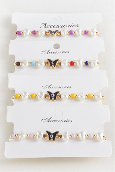 ZERO LAND Storozal Butterfly Bead Pearl Macrame Rope Bracelet (73809) - Navy ...