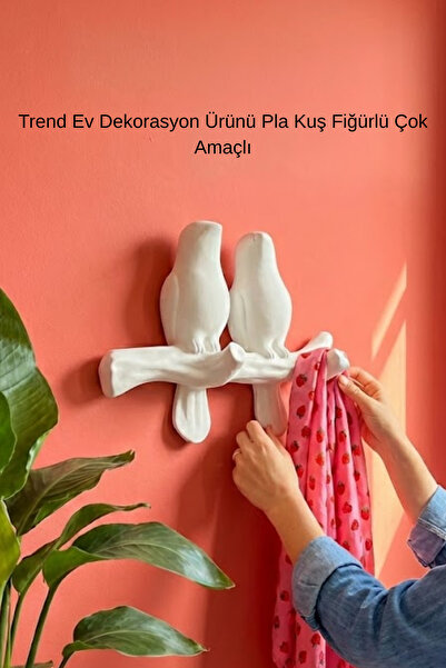 Ahserella Kuş Duvar Askısı 23x16 cm Dekoratif Anahtarlık Çanta Askılığı