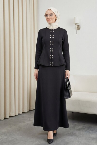 HİJABAYA Μπροστινά διπλά κουμπώματα Beli Με βολάν Σετ με φούστα Scuba