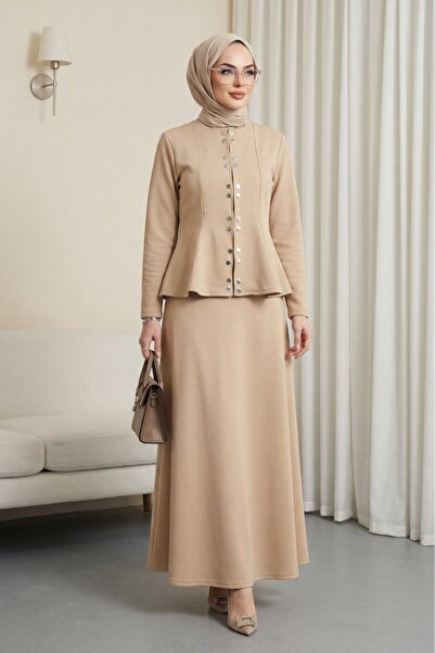 HİJABAYA Μπροστινά διπλά κουμπώματα Beli Με βολάν Σετ με φούστα Scuba