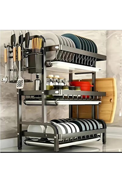 genernic Fcity 3 Tier Dish Drying Rack with Drain Tray & Mat, Stainless Steel...