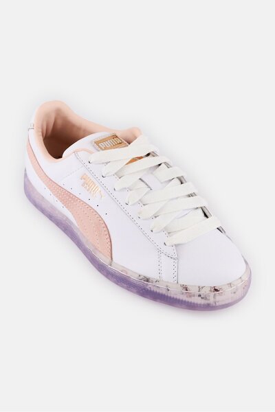 Puma Women Basket in Bloom Lace Up Outdoor Shoes, White