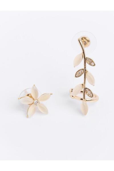 Jimmy Key White Branch and Flower Figured Earrings