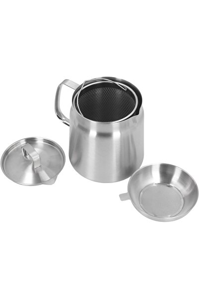 BROLEO وعاء مصفاة زيت، متعدد الوظائف، سهل الصب، مريح المقبض، وعاء شحوم مع شبكة