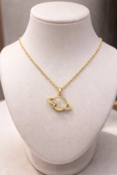 Westia Planet Figured Stone Women's Necklace |   Gold Color Minimal Space Design