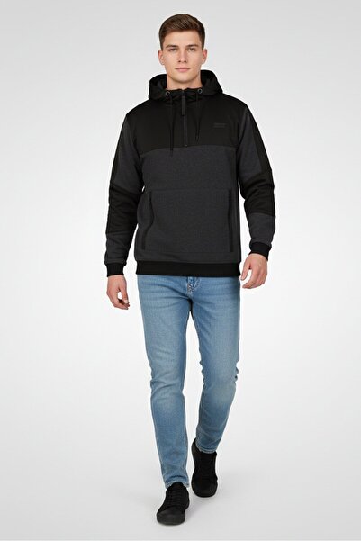 Akademiks Men Brand Logo Long Sleeve Hoodie, Black