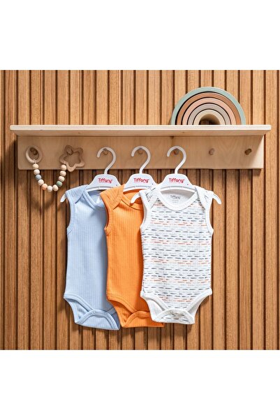 Tiffany Stripped Triple Sleeveless Baby Bodysuit Orange