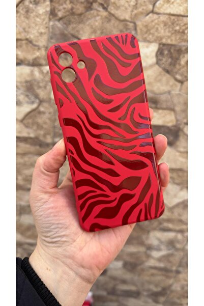 Vip Case Samsung Galaxy A04 Compatible Red Zebra Patterned Silicone Shock Abs...