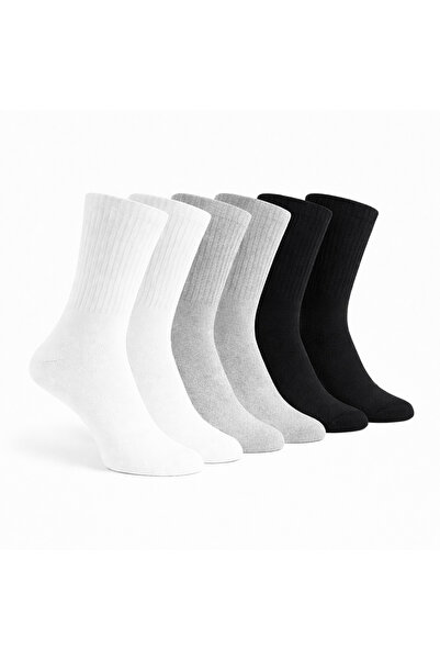 TreBears 6 Çift Uzun Tenis Çorap Seti – Pamuklu Günlük Spor Soket Çorap
