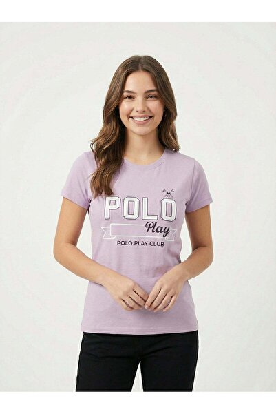 poloplay تيشيرت نسائي برسومات - أرجواني فاتح