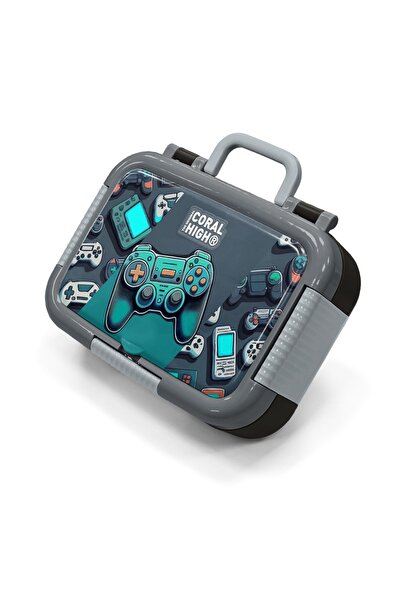 Coral High Kids Nefti Gamer Patterned Stainless Steel Lunch Box 39301