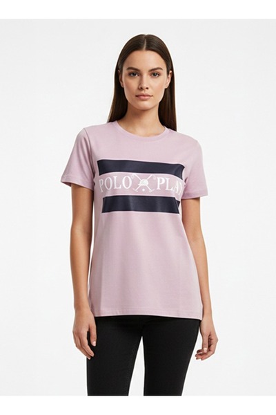 poloplay تيشيرت نسائي برسومات - أرجواني فاتح