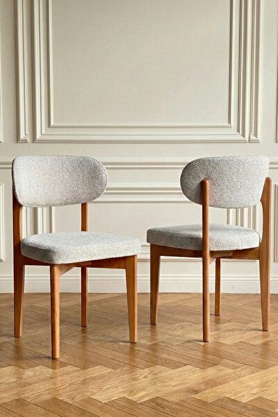 Woodenbend Cosmo Natural Ahşap Döşemeli Sandalye 2'li Set 54x48x80 cm – Kumaş...