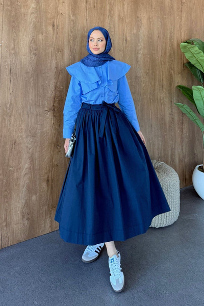 Hazamoda Nida Tok Skirt Navy Blue