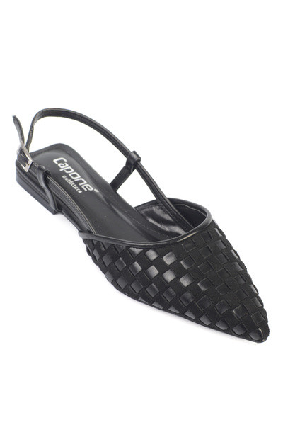 Capone Outfitters Balerini de damă Kay cu vârf ascuțit, aspect de piele întoa...