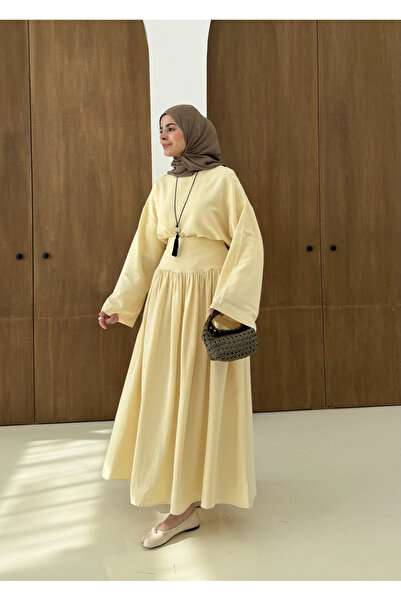 MODA AKSA 6017 YÜKSEK BEL ETEKLİ TAKIM sarı