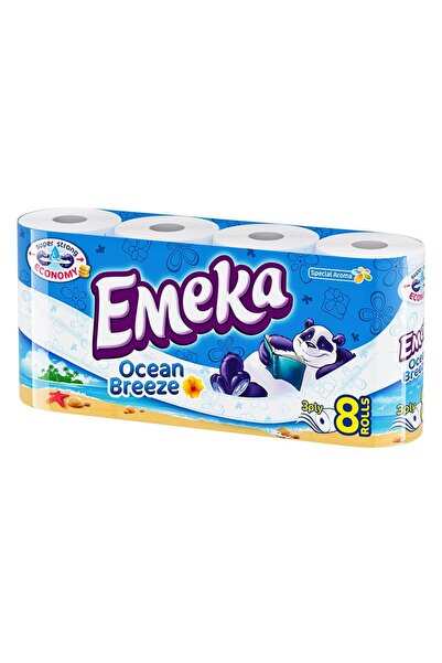 EMEKA Set of 2 x Ocean Breeze Toilet Paper, 3 Layers, 8 Rolls