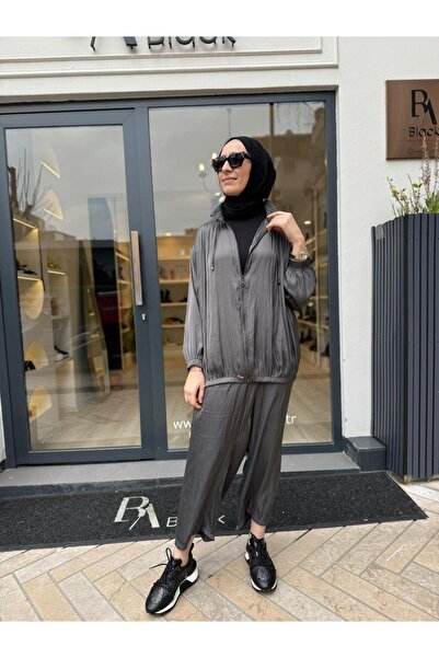 Almarwah Black 202973 Zippered Women's Suit Anthracite