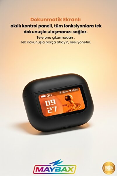 Maybax 3.nesil Pro Dokunmatik Ekranlı Anc&enc Bluetooth 5.4 Kulakiçi Silikonlu Kulaklık Ios Android Uyumlu