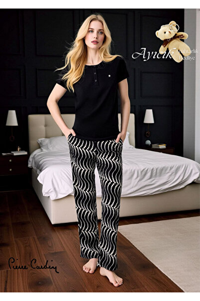 Pierre Cardin Set de pijamale pentru femei cu mâneci scurte și detalii cu nas...