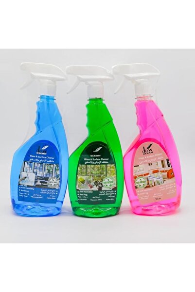 GCCE Glass and Surface Cleaner, 3 x 650ml Bottles, Blue, Green, and Pink