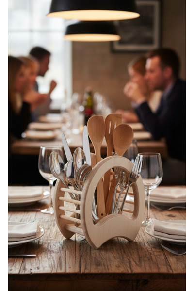 MONTETOYS Modern Wooden Kitchen Stand - Desktop Utensil Organizer, Aesthetic ...