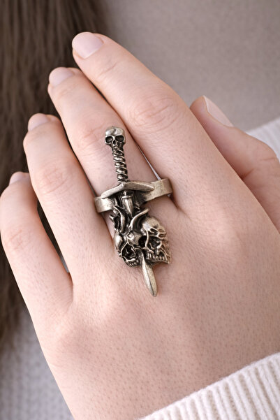 HER ŞEY NOTA www.herseynota.com Adjustable Ring with Skull and Metal Figure D...