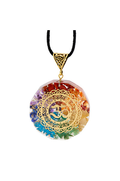 XTERRA Pandantiv Orgonit cu 7 Cristale Chakrale și Simbol Om – Armonie & Cone...