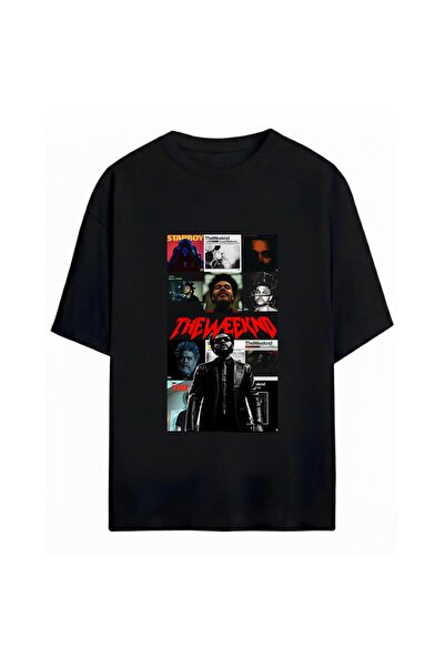 SVART WEAR تي شيرت كبير الحجم مطبوع عليه The Weeknd للجنسين