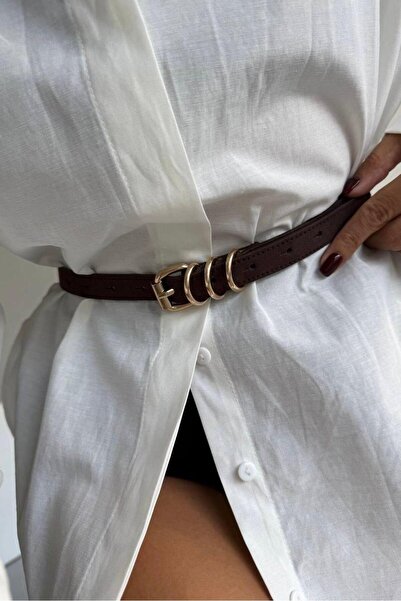 Mine Tan Butik Detailed ring women's belt - brown