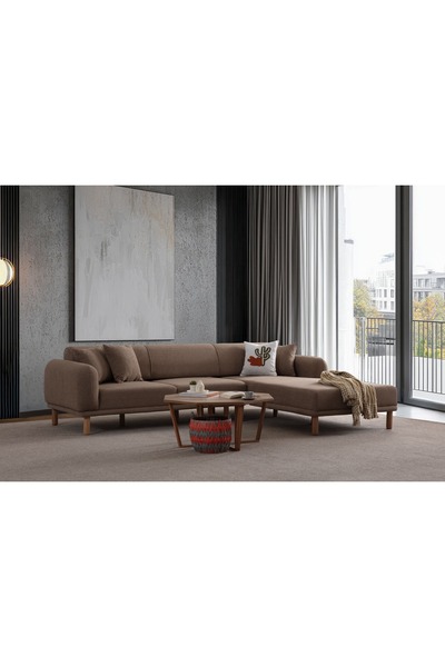 Ak sofa STELLA SAĞ KÖŞE KAHVERENGİ