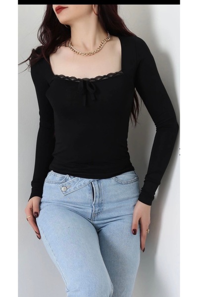 MODA Dantel Detaylı Kare Yaka Viskon Body