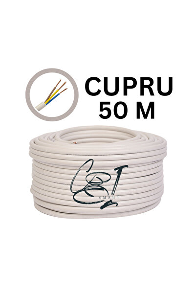 COBI SMART® Cablu electric din cupru 3x2.5 mm², 50 m, alb, flexibil, izolație...