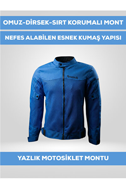 REVERTECH Blue Summer Mesh Motorcycle Jacket Ce Protected Breathable Lightwei...