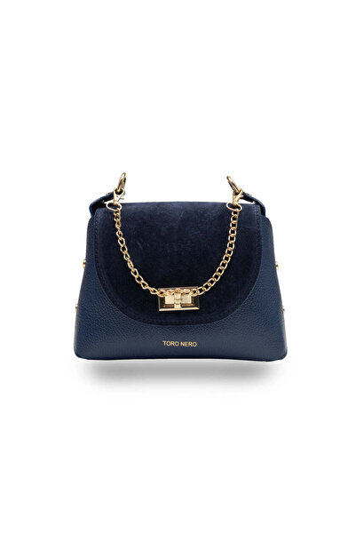 TORO NERO Women's bag made of suede leather, blue Raisa