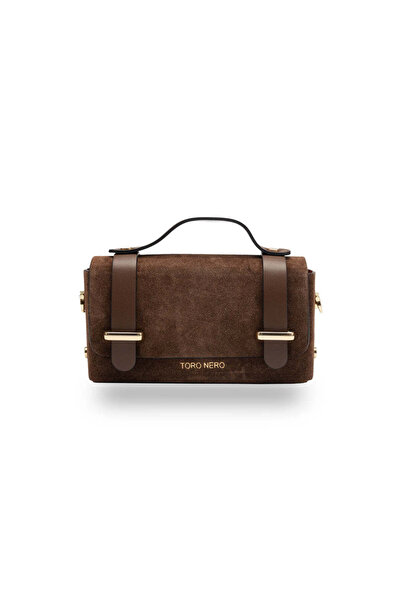 TORO NERO Women's bag made of cognac brown genuine leather-suede Natalia
