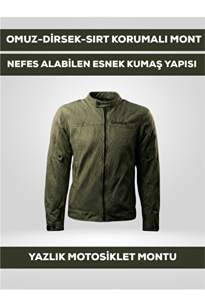 REVERTECH Khaki Green Summer Mesh Motorcycle Jacket Ce Protected Breathable L...
