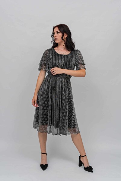 Gorgeaux Rochie Neagra cu Detalii Sclipitoare Freya - XXL(44)