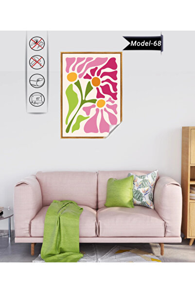 Akıllı Kağıt Statik Tutunma Özellikli Tablo - Poster Çiçek (Model- 68)