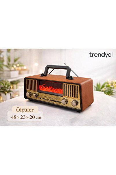 BLOMSTER Everton Rt-703 Solar Enerjili Şömineli büyük boy nostaljik bluetooth...