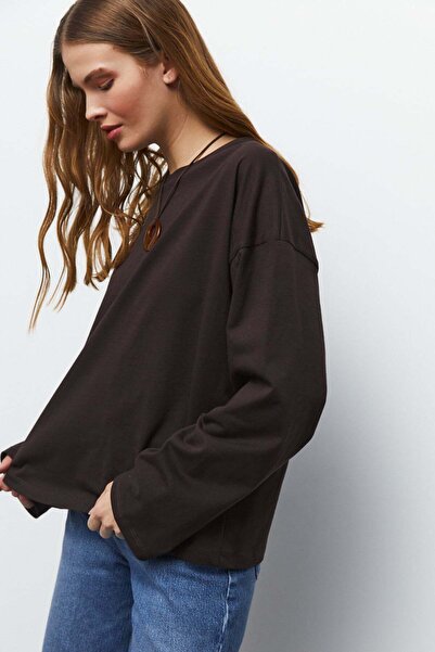 urban focus Sıfır Yaka Uzun Kol T-Shirt