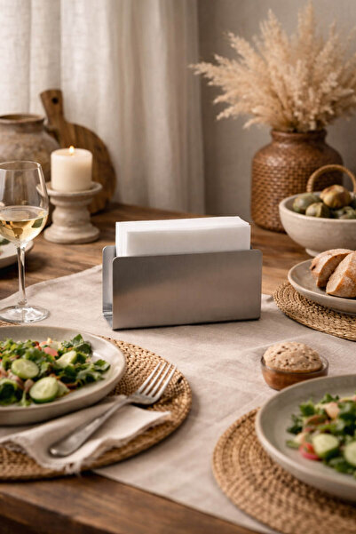 Anadolu Saray Minimal Stainless Steel Napkin Holder – Stylish and Durable Tab...