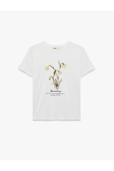 Koton Short Sleeve Crew Neck Kardelen Printed T-Shirt