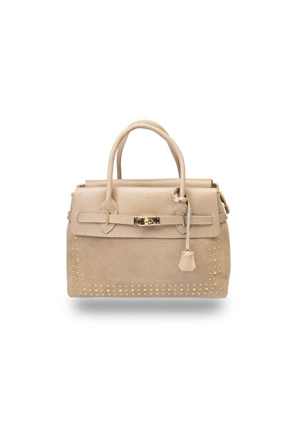 TORO NERO Women's bag made of light taupe leather Mira