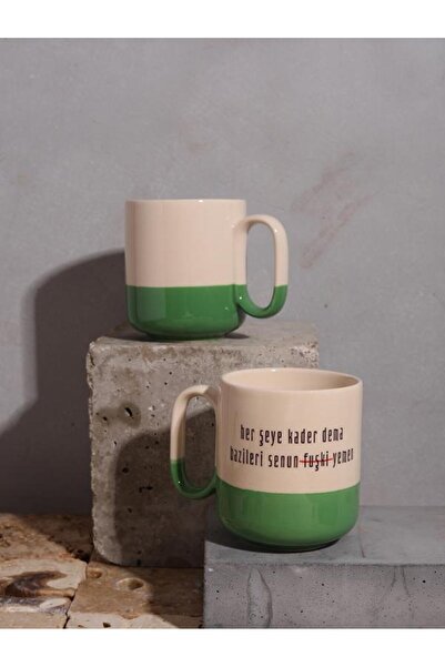 Çabri Gonzalez Cream & Green 330 ml Ceramic Pro Mug – “Don'T Give up on Every...