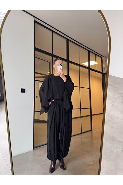 BB Bensu Buyruk Elastic Waist Shalwar Pants Black