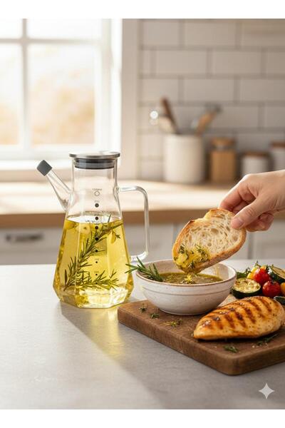 MİEN Metal Kapaklı Cam Yağdanlık 1litre TKEBT Şeffaf