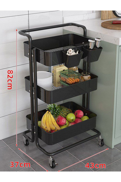 DEC15 3-shelf storage cart with wheels